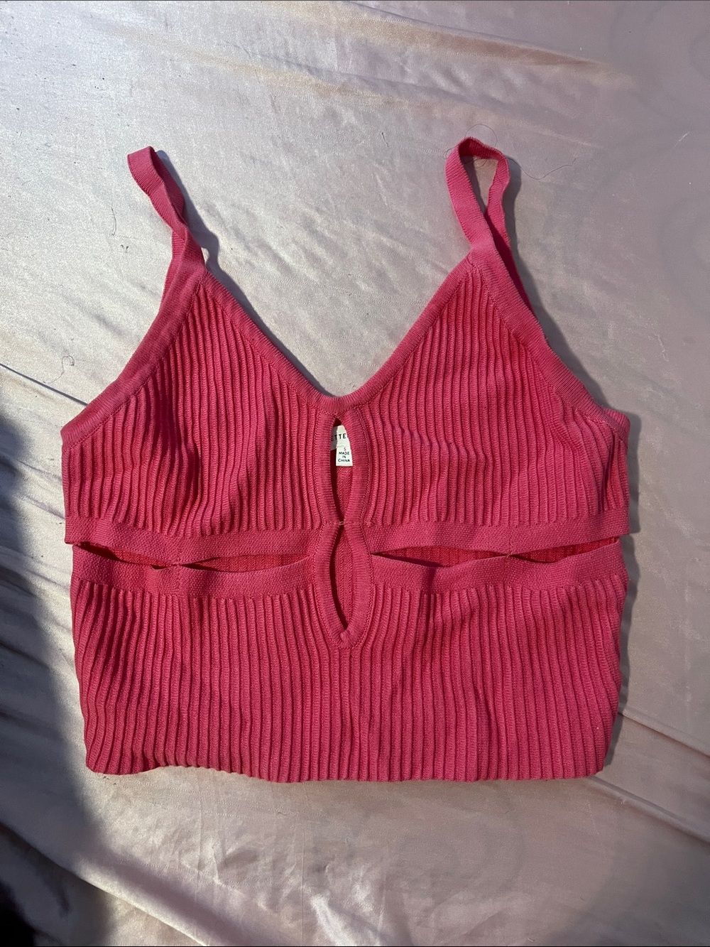 Better Be Pink Ribbed Cutout Crop Top